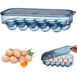 Plastic Egg Box Egg Storage Container, Bpa Free, Stackable Egg Fridge Storage With Lid For 16 Eggs, For Kitchen Fridges Keep Fresh (Royal Blue) product image