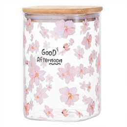 Glass Storage Jars Clear Square Kitchen Canisters for Coffee Beans Flour Cookie Cereal