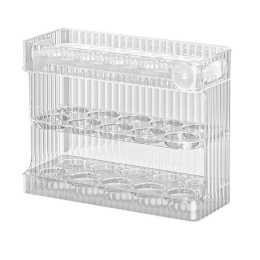 30 Count Flip Fridge Egg Tray Container PET Auto Keep Eggs Fresh Flip Egg Tray Container for Refrigerator Dooor Translucent Color product image