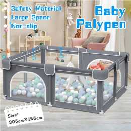 Advwin Large Baby Playpen 185*205cm Kids Activity Central Child Play Fence with Anti-Slip Base and 50 Ocean Balls 185cm*205cm