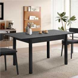 Oikiture 1.6m Extendable Dining Table Wooden Rectangular Kitchen Table Restaurant Cafe Black