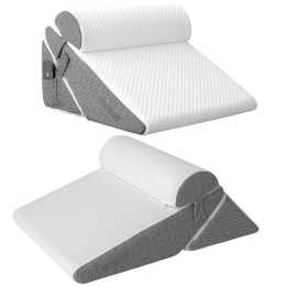 3PCS Bed Wedge Pillow Set Memory Foam Pillow Neck Back Head Leg Support Adjustab