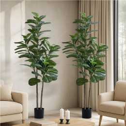 Livsip 2x Artificial Fiddle Leaf Fig Tree Lifelike Faux Plants Home Decor 150cm