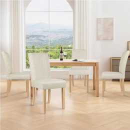 ALFORDSON 4x Dining Chairs High-Back Wooden Fabric Beige