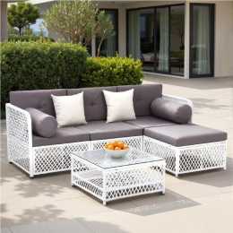 Gardeon 4 Seater Outdoor Sofa Set 5PCS Table Chair Set Garden Rattan Patio Furniture