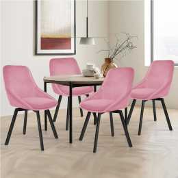 ALFORDSON Set of 4 Dining Chairs Accent Kitchen Swivel Lounge Padded Seat Velvet Pink