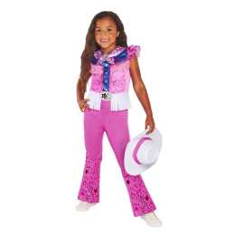 3pc Barbie Cowgirl Deluxe Jumpsuit/Necktie/Hat Costume Set Kids Pink 3-5 Years