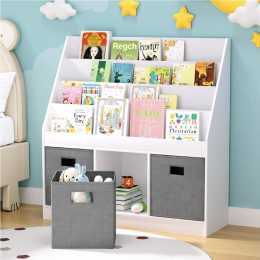 Keezi 4 Tiers Kids Bookshelf Rack Toy Box Organiser Storage Display Shelf