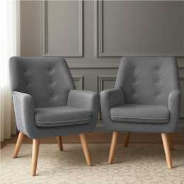 Artiss 2X Armchair Lounge Chair Accent Tub Chair Grey ANNE