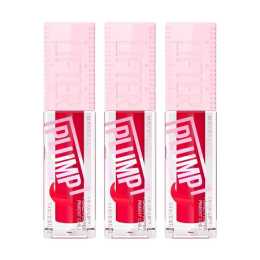 3 x Maybelline Lifter Plump Gloss Plumping Lip Gloss 5.4mL - 004 Red Flag