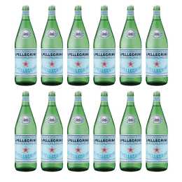 12PK San Pellegrino Italian Sparkling Mineral Water Green Glass Bottle 1L