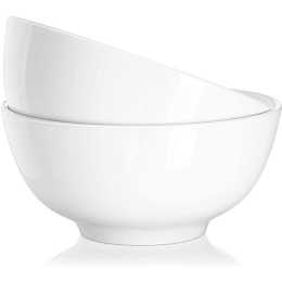 DOWAN 651 ml Soup Bowls Cereal Bowls 15cm Straight Bowls Set of 2, White