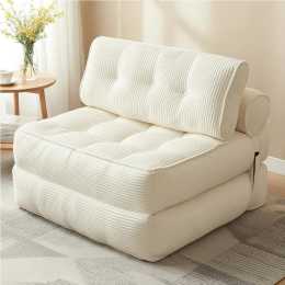 Advwin 3-in-1 Floor Folding Sofa Bed Convertible Sleeper Chair w/ Pillow Single Corduroy Lazy Sofa Couch Mattress Beige