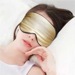 100% Pure Silk Sleeping Eye Mask Sleep Soft Blindfold Lights Out Travel Relax Golden