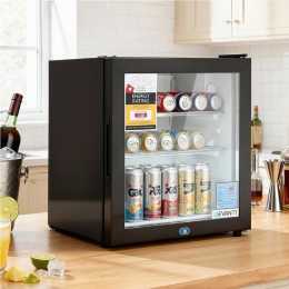 Devanti 40L Bar Fridge Glass Door Mini Fridge Countertop Cooler Black