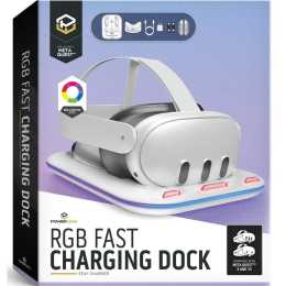 Powerwave RGB Fast Charging Dock Charger for Meta Quest 3 & 3S VR Headset
