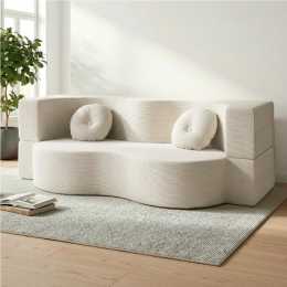 Artiss Folding Sofa Bed Floor Couch 2-in-1 Convertible Futon Loveseat Beige