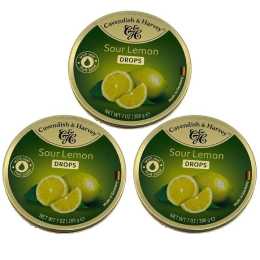 Cavendish & Harvey 3 x Sour Lemon Drops 200g Tin Sweets Candy Fruit Lollies