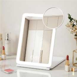 Embellir Portable Travel Makeup Mirror Rechargeable Makeup Mirror with Lights 10x Magnifier White