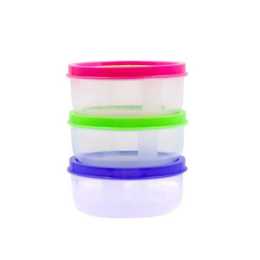 3pcs Food Nuts Snacks Storage Round Snap Lid Reusable Plastic Containers