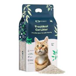 PETORITY FreshNest Clumping Tofu Cat Litter 4KG,Quadruple Odor Control Kitty Litter with 70% Denser Quality,6% Low Moisture Rate Flushable Litter for Longer Lifespan, Dust-Free & Resealable