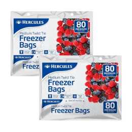 Hercules Tear-Off Freezer Bags Medium 80pk x2