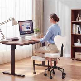 Advwin 360 Swivel Meditation Chair Ergonomic Cross Legged Office Chair with Height Adjustable Seat White