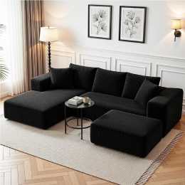 Artiss Modular Sofa Bed with Ottoman Sectional Boneless Couch Corduroy Compressed Sofa