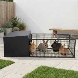 Advwin Rabbit Hutch Metal Rabbit Cage Guinea Pig Cage