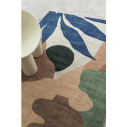 Loopsie Moreira Printed Blue and Green Washable Rug 370cm x 270cm