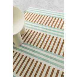 Loopsie Canyada Stripe Printed Green and Brown Washable Rug 370cm x 270cm