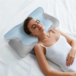 Dreamz Memory Foam Pillow Removable Pillowcase Neck Shoulder Arm Support Pain Blue