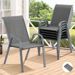 ALFORDSON Outdoor Lounge Chairs Patio Dining Furniture Garden Black Grey Chairs x6 - Grey