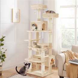 BEASTIE Cat Tree Tower Scratching Post Scratcher Condo House Furniture 184cm Beige