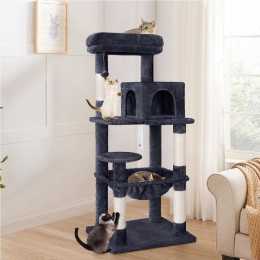 BEASTIE Cat Tree Scratching Post Scratcher Tower Condo House Furniture Wood 143 Grey