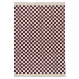 Loopsie Hermosa Burgundy and Cream Checkered Washable Rug 330cm x 240cm
