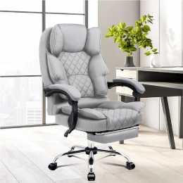 ALFORDSON Office Chair Gaming Executive Computer Footrest PU Leather Work Seat Brett Series Brett - Fabric Light Grey w/ Footrest