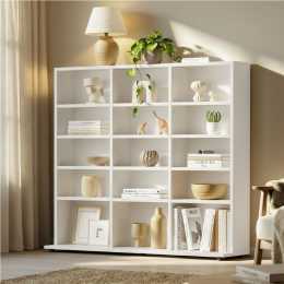 Oikiture Bookshelf Display Shelf Unit Bookcase CD Media Storage Rack White