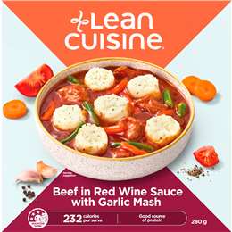 Lean Cuisine Beef In Red Wine Sauce With Garlic Mash Frozen Meal 280g