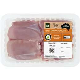 Woolworths RSPCA Approved Chicken Thigh Skinless Cutlets Bone In 500g - 650g