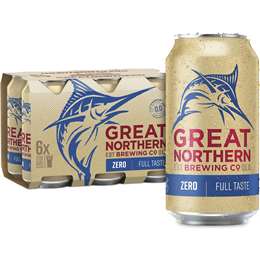 Great Northern Brewing Co Non Alcoholic Beer Cans Multipack 375mL x 6 pack
