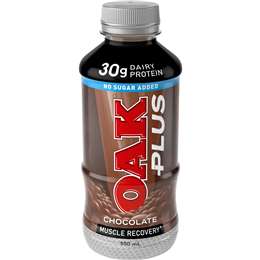 Oak Plus Chocolate Flavoured Milk No Added Sugar, 30g Protein 500ml ...