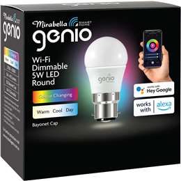 Mirabella Genio Wifi Dimmable 5w Led Round Bayonet Cap Each