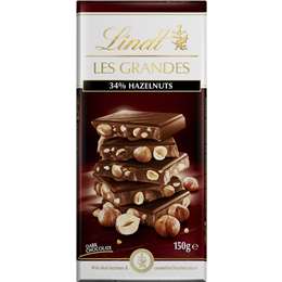 Lindt Les Grandes Dark Chocolate & Hazelnut Block 150g