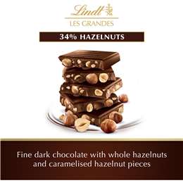 Lindt Les Grandes Dark Chocolate & Hazelnut Block 150g | Woolworths