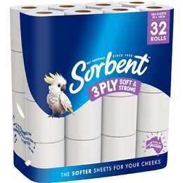 Sorbent Silky White 3 Ply Toilet Paper 32 pack