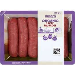 Macro Australian Organic 6 Beef Sausage