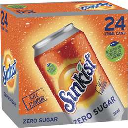 Sunkist Zero Sugar Orange Soft Drink Cans