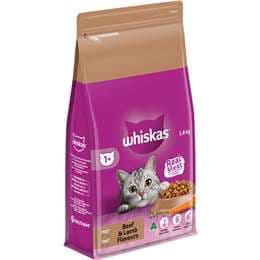 Whiskas Adult 1+ Years Dry Cat Food Beef & Lamb Flavours 1.8kg