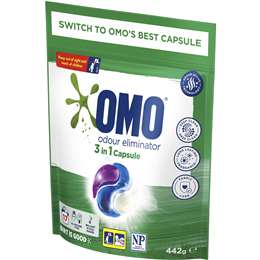 Omo Laundry Capsules 3 In 1, Odour Eliminator 17 Pack | Woolworths